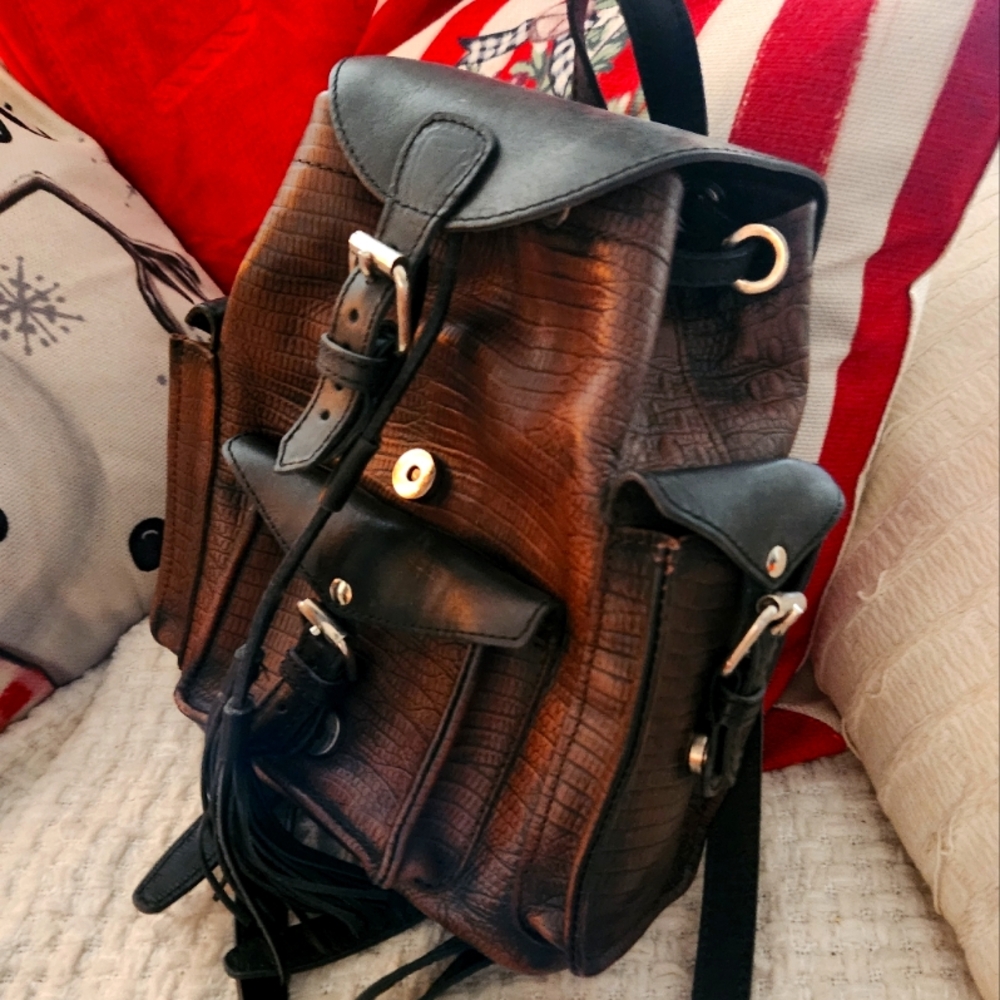 Freebird leather brown/black backpack/purse.